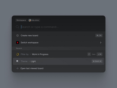 ⌘K component design system keyboard modal quick access quick search shortcuts workspace