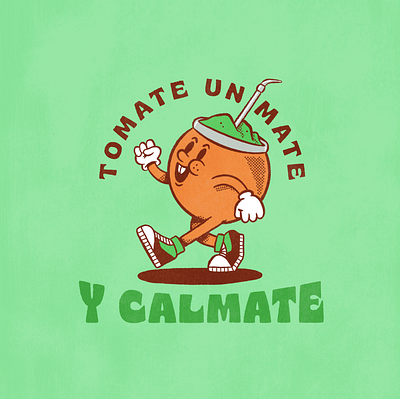 Tomate un mate argentina cartoon drawing funny illustration mate retro uruguay vintage yerba