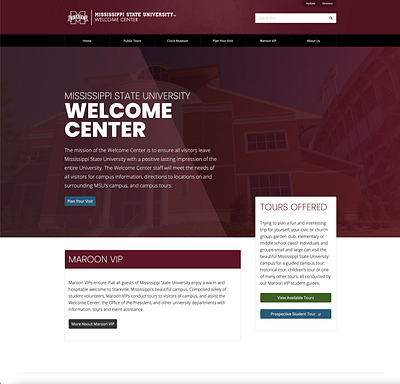 MSU Welcome Center Web Site Design college color colorful design designer gradient hero banner large image maroon typography ui ux web design web development webdesign website