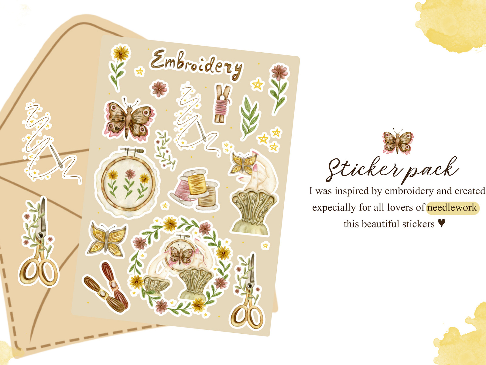 Needlework sticker sheet by Sofia Voloshyn on Dribbble