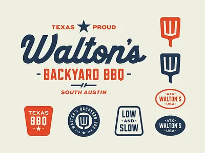 Walton's Backyard BBQ austin austin texas badge badge logo badgedesign barbecue bbq branding food truck food truck logo icon logo logotype restaurant restaurant brand restaurant branding restaurant logo retro