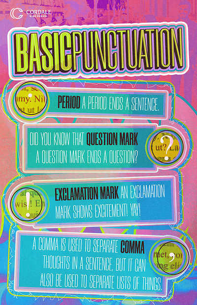 Basic Puncuation academic ad banner canva colourful design garmmar high school learning poster punctuation teenagers