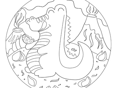 Children coloring page with dragons animals antistress black and white children coloring coloring cute dragons dino line art page vector