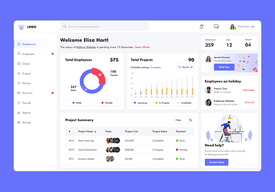 HR Management System dashboard ui design ui