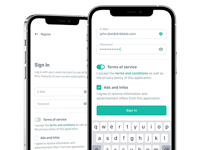 Sign In concept app clean concept design email input light mobile password register ui uiux ux