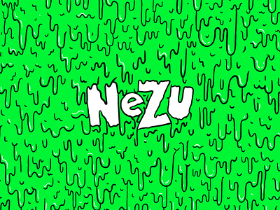 YouTube background for Nezu 90s chunky dripping green grunge illustration ipad logo neon green procreate typography