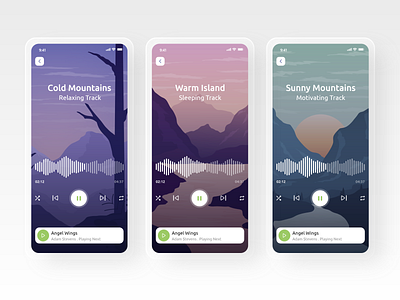 Tranquila - Meditation app player app app design design illustration meditation app mobile app mobile app design ui ui ux ui design uiux