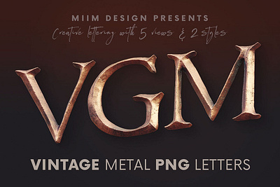 Vintage Metallic - 3D Lettering 3d digitalart font lettering typography