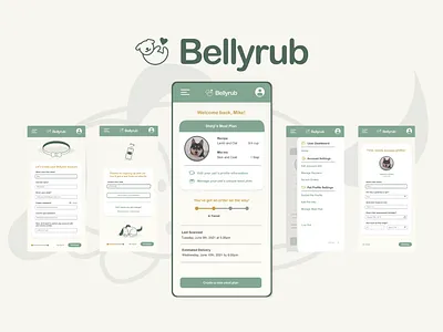 Bellyrub Dog Food Subscription Brand Logo + UI app branding design icon illustration logo minimal product design ui ux