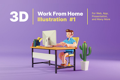 3D Work From Home 1 3d 3d animation 3d art 3d artist 3d character 3d characters 3d illustration 3d work 3d workspace agency app concept conceptual flat illustration page vector web work work from home