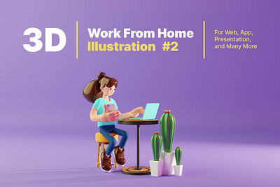 3D Work From Home 3d 3d animation 3d art 3d artist 3d character 3d illustration 3d modeling 3d work 3d work from home agency app concept conceptual flat illustration page vector web work work from home