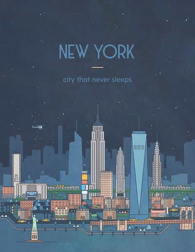 New York, CIty that never sleeps city cityscape illustration illustrator line art new york new york city nyc print vector