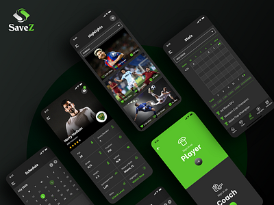 SaveZ Soccer app branding coach design football football app football club icon login logo player schedule soccer soccer app stats team typography ui ux