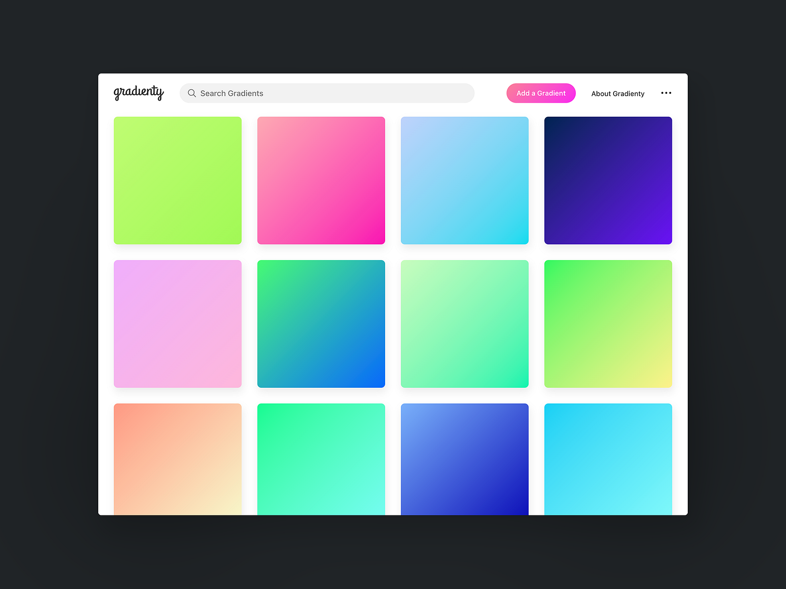 New Gradienty website by Andrew on Dribbble