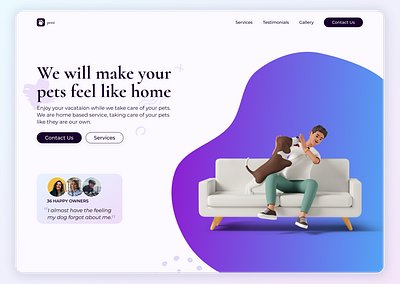 Pet sitting service design figma hero illustration pet pets ui web design