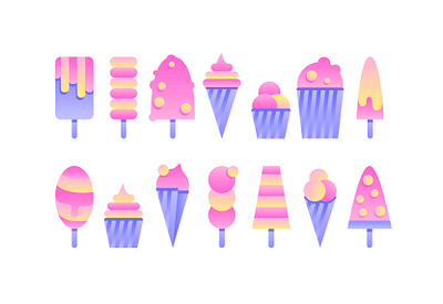 Ice cream icons design flat icon illustration illustrator vector