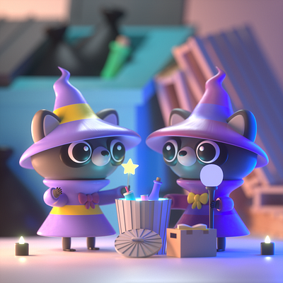 Drawlloween 2020 - Wizard 3d 3d art 3d artist 3d illustration 3d modeling animals character character design design illustration