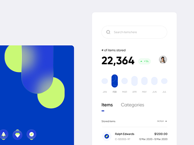 Warehouse management app category dark color graph graph ui ios app minimal mobile app onboarding screen product category product list product management product storage storage app store app store management warehouse app week ui weekly view