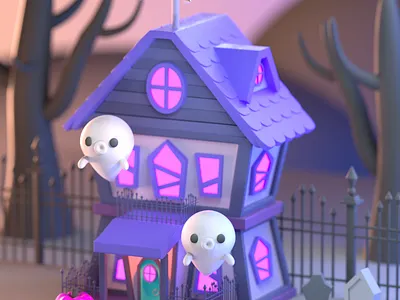 Drawlloween 2020 - Haunted 3d 3d art 3d artist 3d illustration 3d modeling character character design design halloween illustration isometric