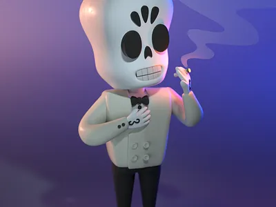 Drawlloween 2020 - Reaper 3d 3d art 3d artist 3d illustration 3d modeling character character design design fanart grim fandango halloween illustration skeleton toy toy design