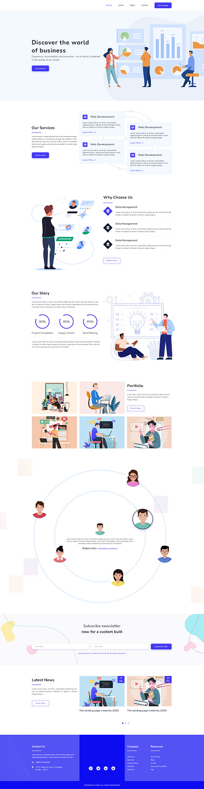 Business agency design landing page psd template technology ui