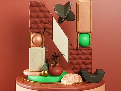 N 3d blender letter