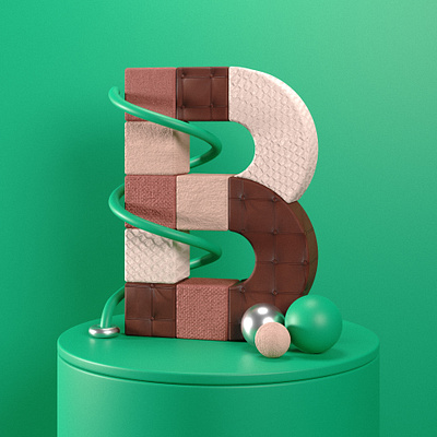 B 3d blender design illustration letter