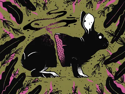 Beautiful decay black blackandwhite cursed dark design distressed dream fantasy handmade illustration magic magical procreate rabbit rabbit illustration soul spell texture