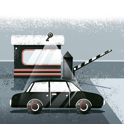 Car at toll car design illustration texture