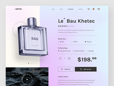 Arom Perfume Landing Page branding clean app clean ui design ecommerce ecommerce design elegant gradient header hero homepage landing page marketplace mesh minimal minimalism minimalist perfumes web