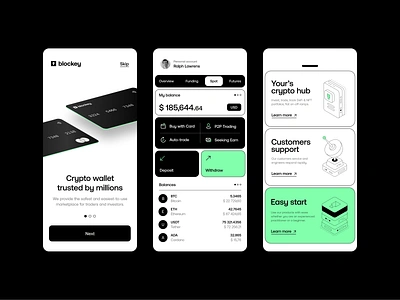 Crypto Wallet Mobile App bitcoin btc crypto crypto app crypto wallet crypto wallet mobile app cryptocurrency defi app etherium exchange finance finance app fintech fintechapp illustration minimal mobile app design token wallet web3