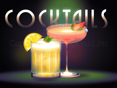 Atmospheric Cocktails 1920s 1930s art deco atmospheric illustration bar cocktails grainy noise illustration retro