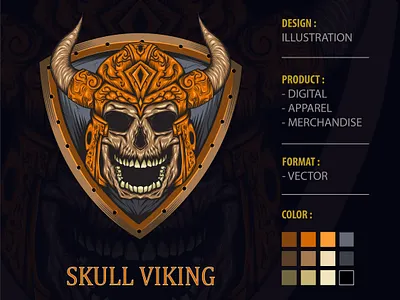 Skull Viking with shield background apparel design artwork caracter design clothing dark art design illustration logo mascot design skull tshirtdesign vector viking