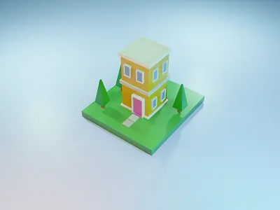 3D Home 3d 3d animation 3d art 3d illustration 3d modeling card color home homepage illustraion stayhome tree