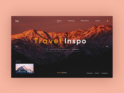 Travel Inspo Landing Page 2021 trend branding clean clean ui dailyui design graphic minimal minimalism minimalist minimalistic modern travel travel website trendy ui ui design ux webdesign website