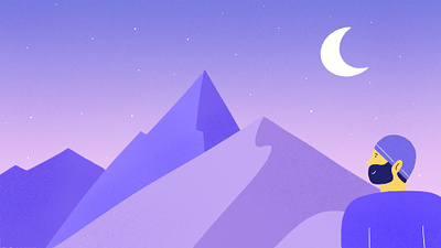 New heights character design heights hiking illustration illustrator moon mountains night procreate