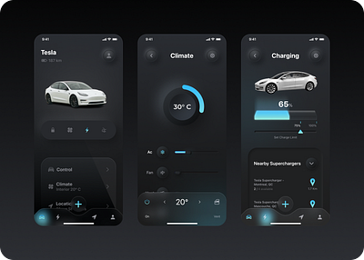 Tesla iOS App Concept – Neumorphism UI app ios typography ui ux