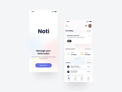 Noti - task management app app design application design business clean design dribbbling manage management opengeekslab task task management ui ux