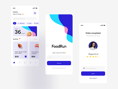 FoodRun Food Delivery App android app delivery delivery ui food food ui graphic design interface ios map mobile mobile app presentation prototype ui ui design uiux ux ux design wave