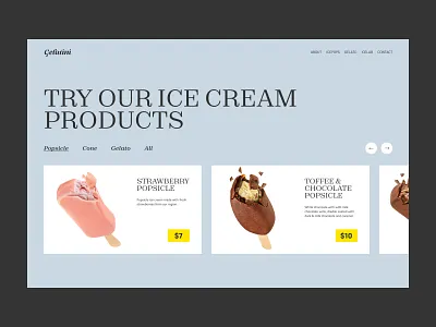 Ice Cream Product Page Design design design studio ecommerce ice cream interaction design interface minimalistic popsicle product page shop ui user interface ux web web design web marketing website