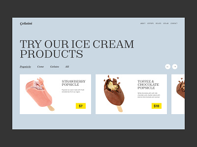 Ice Cream Product Page Design design design studio ecommerce ice cream interaction design interface minimalistic popsicle product page shop ui user interface ux web web design web marketing website