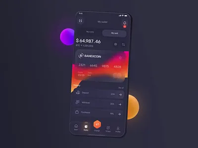 Banexcoin wallet 💳 app application balance bank app bitcoin bitcoin exchange clean credit card crypto design exchange gradient interface ios minimal mobile ui money app ui ux wallet