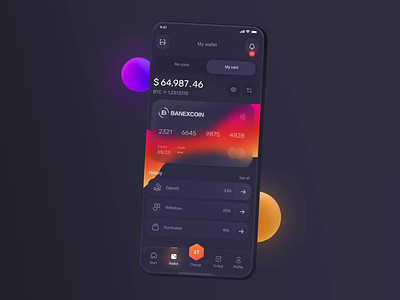 Banexcoin wallet 💳 app application balance bank app bitcoin bitcoin exchange clean credit card crypto design exchange gradient interface ios minimal mobile ui money app ui ux wallet