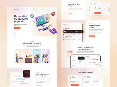 Sakola - Homeschoolers Landing Page 3d 3d illustration chart collaboration dashboad desktop gradient hand home homeschooler illustration landing design landing page people pricing productdesign school typography website