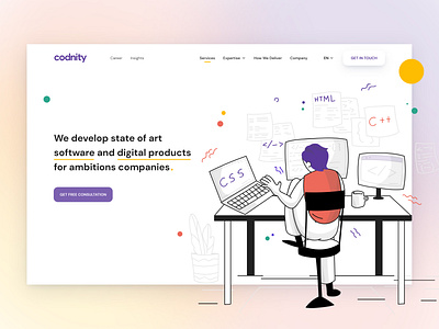 Codnity | Website Design branding clean color company corporate corporate design corporate identity design development gradient illustration interactive minimal minimalism ui ui design ux ux design web design website