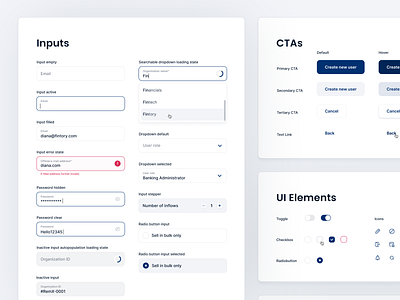 🌟 Banking UI Elements buttons clean ui design desktop fintory inputs interface radio button ui ux web