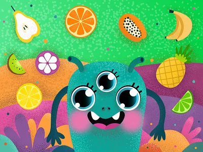 fruit monster adobe illustrator character children book illustration childrens illustration cute cute art cute character cute illustration illustration illustrator monster monster illustration vector vector art vector illustration vectorart vectors