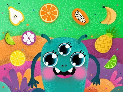 fruit monster adobe illustrator character children book illustration childrens illustration cute cute art cute character cute illustration illustration illustrator monster monster illustration vector vector art vector illustration vectorart vectors