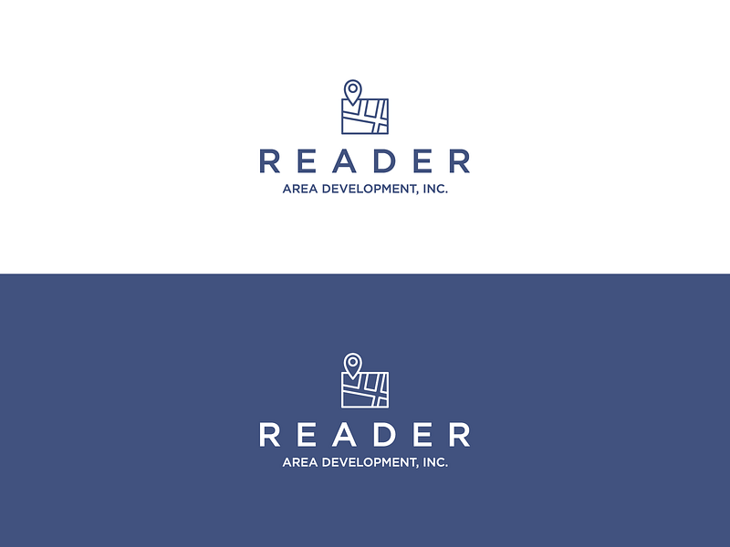 Branding / Logo :: Reader Area Development blue brand branding community development identity location logo map reader