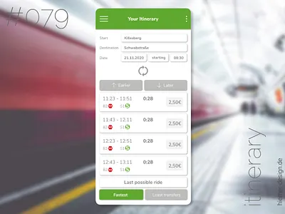 DailyUI 079 app daily ui 79 dailyui dailyui 079 itinerary itinerary app public transportation stuttgart ticket app train app train ticket transportation app travel app uidesigner vvs